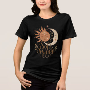 T-shirt En Tri-matière Douce Maman Design Boho Céleste Soleil & Lune