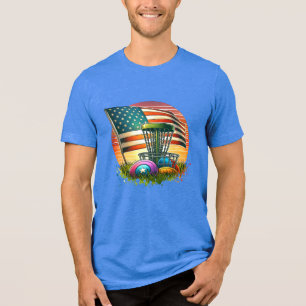 T-shirt En Tri-matière Drapeau Américain Disc Golf Soleil Vintage