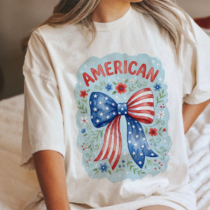 T-shirt En Tri-matière Drapeau américain enrubanné aquarelle florale patr