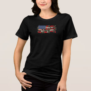 T-shirt En Tri-matière Drapeau américain floral pour femmes
