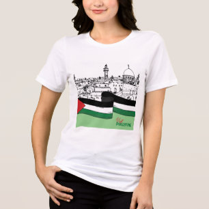 T-shirt En Tri-matière Drapeau de Palestine et vieilles maisons dessinées