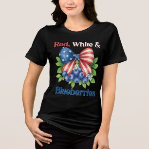 T-shirt En Tri-matière Drapeau rétro rouge, blanc et bleuets Patriot USA