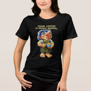 T-shirt En Tri-matière Drôle Barista Troll tenir la coupe de café avec un