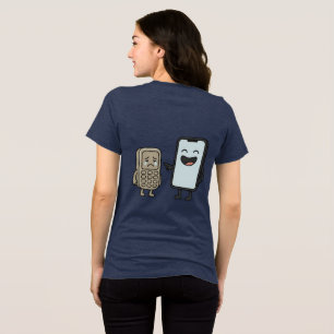 T-shirt En Tri-matière Drôle Cartoon _ Nouveau Smartphone vs Vieux Téléph