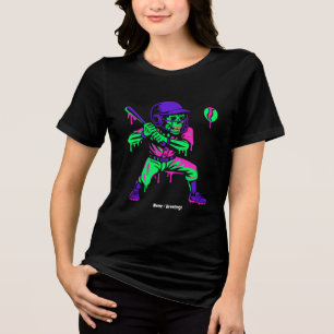T-shirt En Tri-matière Drôle Skeleton Batting Glace Cream Driving Basebal