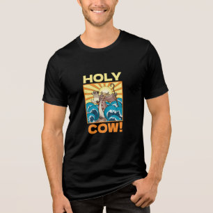 T-shirt En Tri-matière Drôle vache Sainte vache! Caricature d'animal de j