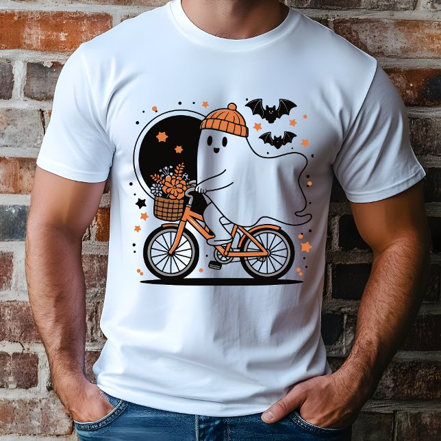 T-shirt En Tri-matière Éffrayant Ghost Riding Vélo Halloween moderne (Créateur téléchargé)