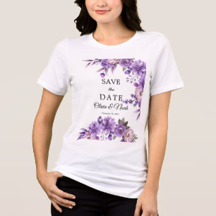T-shirt En Tri-matière Élégant floral rose Save The Date personnalisé