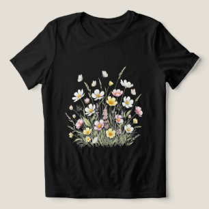 T-shirt En Tri-matière Elégants Fleurs sauvages d'aquarelle et papillons
