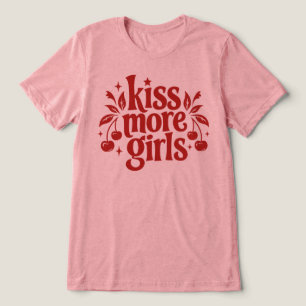 T-shirt En Tri-matière Embrassez plus de filles Rétro typographie cerise