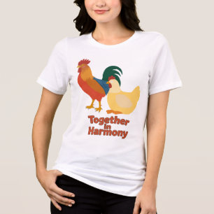 T-shirt En Tri-matière Ensemble en harmonie – Coq et Poule paisibles Femm