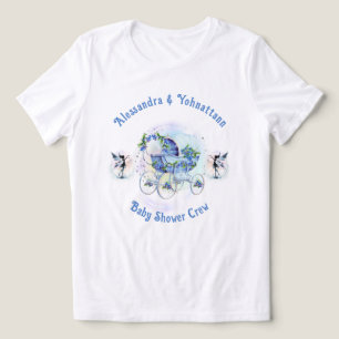 T-shirt En Tri-matière Équipe de Baby Shower Champêtre Berceau Bleuet