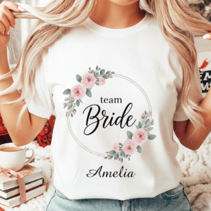 T-shirt En Tri-matière Équipe de mariée personnalisée élégante rose flora
