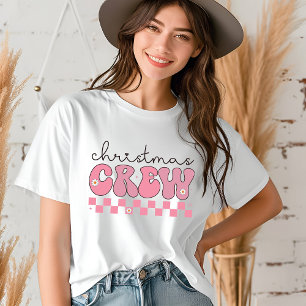 T-shirt En Tri-matière Équipement de Noël Typographie Super rétro rose