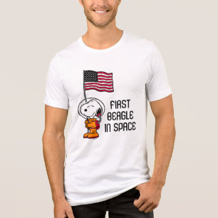 T-shirt En Tri-matière ESPACE   Snoopy avec astronaute du drapeau
