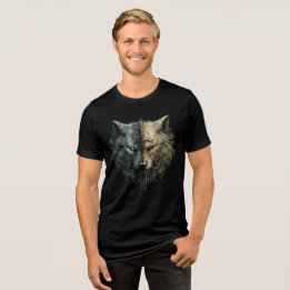 T-shirt En Tri-matière Esprits de loups doubles – Art du totem lumière et