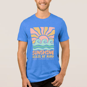 T-shirt En Tri-matière État d'esprit Sunshine Retro Sun & Waves Graphisme