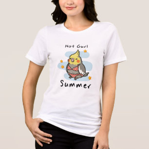 T-shirt En Tri-matière Été de fille chaude Oiseau calopsitte mignon Drôle