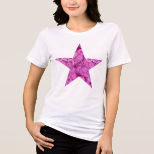 T-shirt En Tri-matière Étoile tourbillonnante fractale, violet, rose, pru