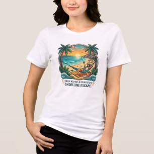 T-shirt En Tri-matière Évasion de rivage vintage hamac de plage coucher d