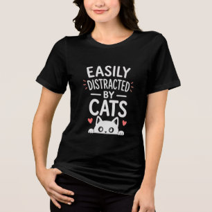 T-shirt En Tri-matière Facilement distrait par les chats Citation drôle p