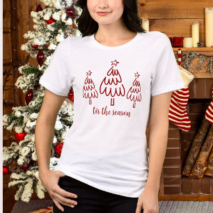 T-shirt En Tri-matière Fanciful Dessin à Main Levée Rouge