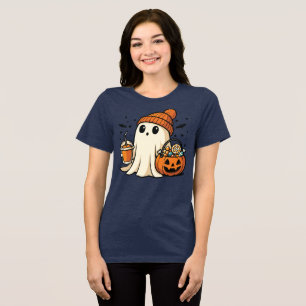 T-shirt En Tri-matière Fantôme mignon avec bonbons et boisson à la citrou