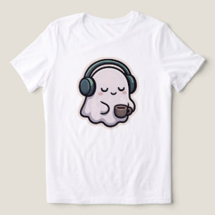 T-shirt En Tri-matière Fantôme Sleepy Avec Café - Kawaii BKANC SEULEMEN