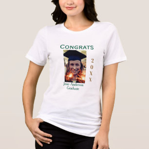 T-shirt En Tri-matière Félicitations diplômé vert or année 20XX nomsimple