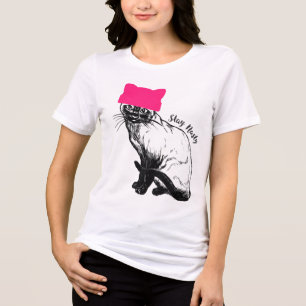 T-shirt En Tri-matière Feminist Résiste Chat Rose Casquette Restez Nasty
