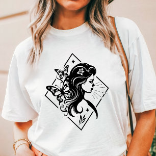 T-shirt En Tri-matière Femme Boho Papillon Floral Art Géométrique