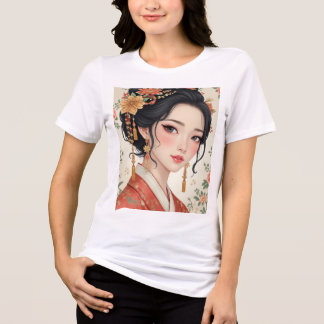 T-shirt En Tri-matière Femme vêtue de vêtements traditionnels coréens