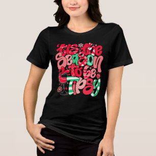 T-shirt En Tri-matière Festive "C'est la saison à être tipsy" Tee de vaca