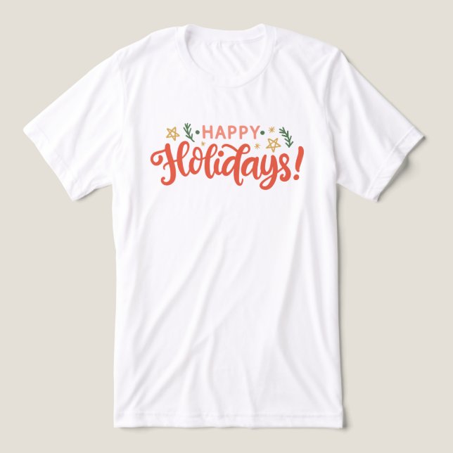 T-shirt En Tri-matière Festive Happy Holidays Design (Design Recto)