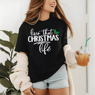 T-shirt En Tri-matière Festive Holly Typographie Vie de Noël