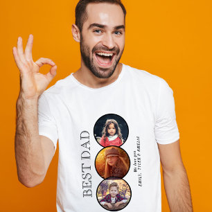 T-shirt En Tri-matière Fête 3 du Père du meilleur papa Collage photo oval