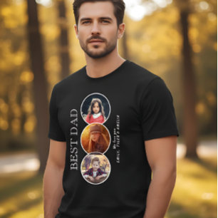 T-shirt En Tri-matière Fête 3 du Père du meilleur papa Collage photo oval