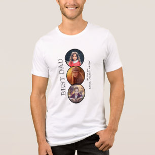 T-shirt En Tri-matière Fête 3 du Père du meilleur papa Collage photo oval