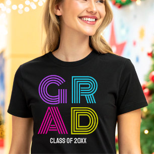 T-shirt En Tri-matière Fête de Remise des Diplômes Rétro Néon Grad