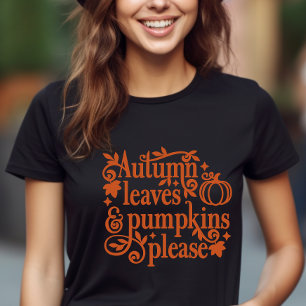 T-shirt En Tri-matière Feuilles d'automne et Citrouilles S'il vous plaît