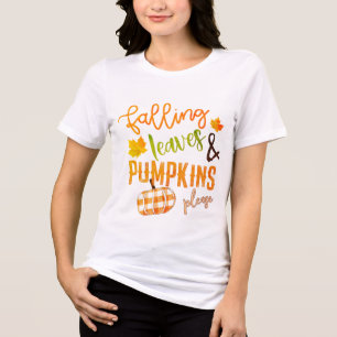 T-shirt En Tri-matière Feuilles et Citrouilles en chute libre Merci Thank