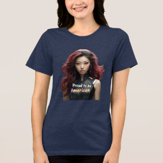 T-shirt En Tri-matière Fière d'être américaine - Vibrant Femme Robot Art
