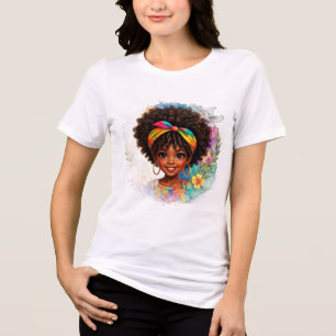 T-shirt En Tri-matière Fière fille afro Art mignon de diversité et d'am