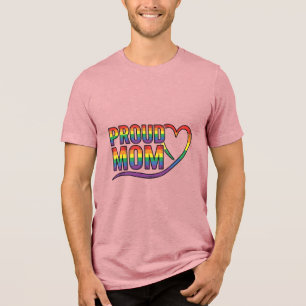 T-shirt En Tri-matière Fière Maman Cœur Arc-en-ciel Gravure Vintage Desig