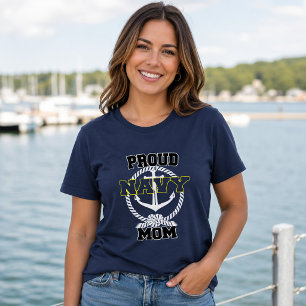 T-shirt En Tri-matière Fière Maman de la Marine Ancre Sombre