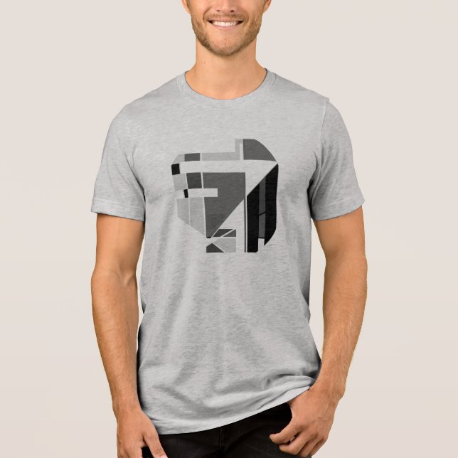 T-shirt En Tri-matière Fil gris noir Géométrique Abstrait MCM Look (Recto)