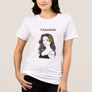 T-shirt En Tri-matière Fille de mode esthétique Tournesol Ligne d'art Fém