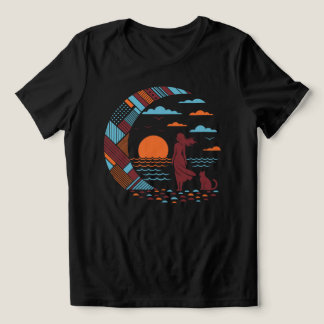 T-shirt En Tri-matière Fille du coucher de soleil et chat