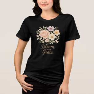 T-shirt En Tri-matière Fleur avec grâce Art Floral Féminin Élégant