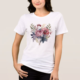 T-shirt En Tri-matière Fleurs aquarelles rose violet féminin girly